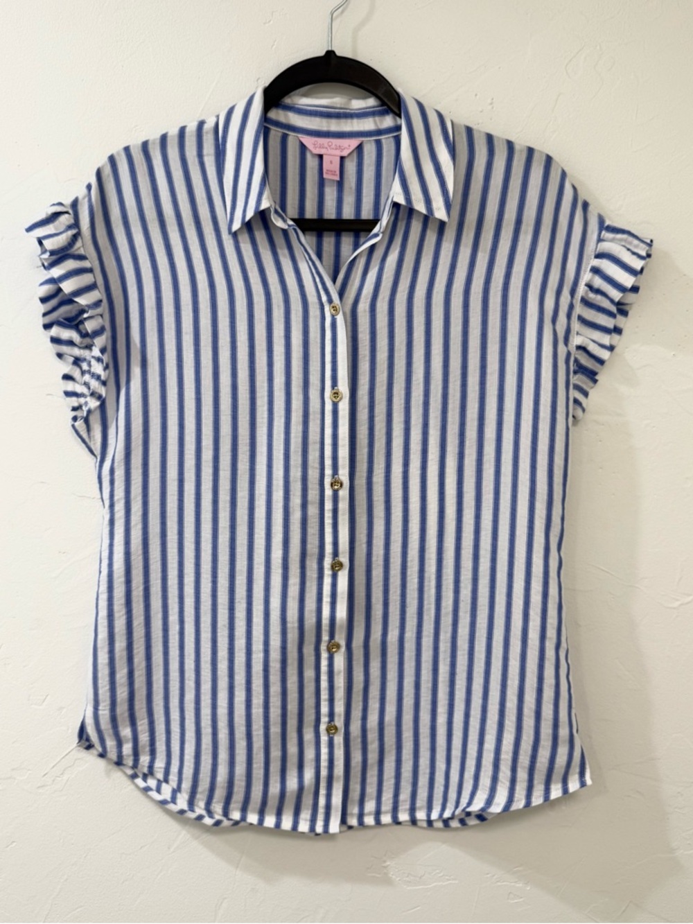 Lilly Pulitzer Blue and White Striped Button-Down Top